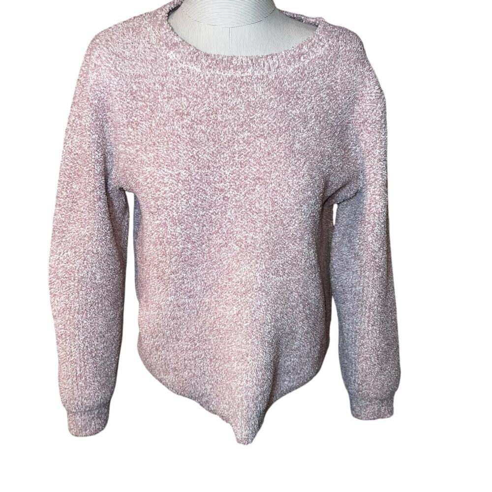 Barefoot Dreams CozyChic seaside crew neck pink sweater women size medium